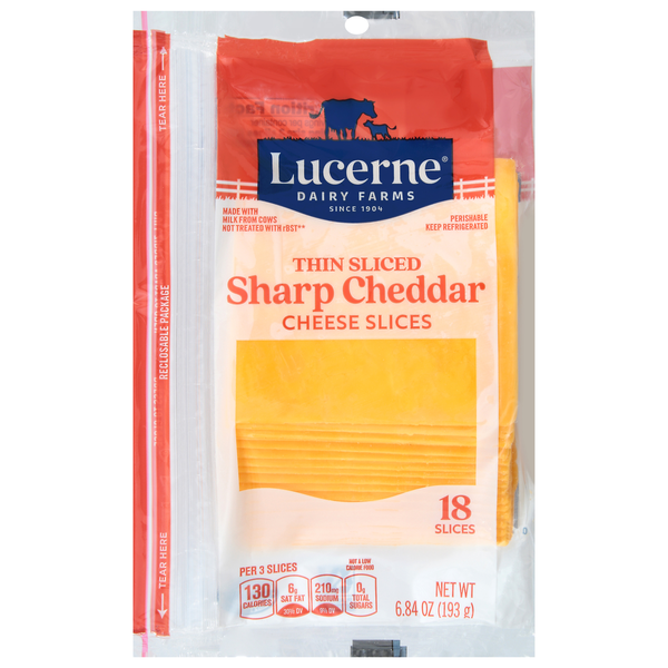 Lucerne Cheese Slices Sharp Cheddar, Thin Sliced