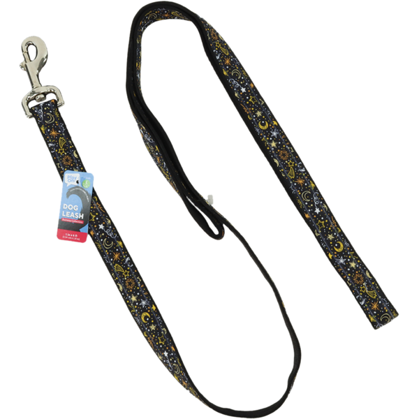 Play On Puffy Dog Leash, 1 in x 6 ft - Moon & Stars