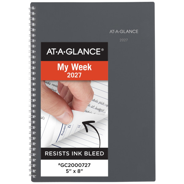 AT-A-GLANCE DayMinder 2027 Small Weekly & Monthly Planner, 5 x 8 in - Gray