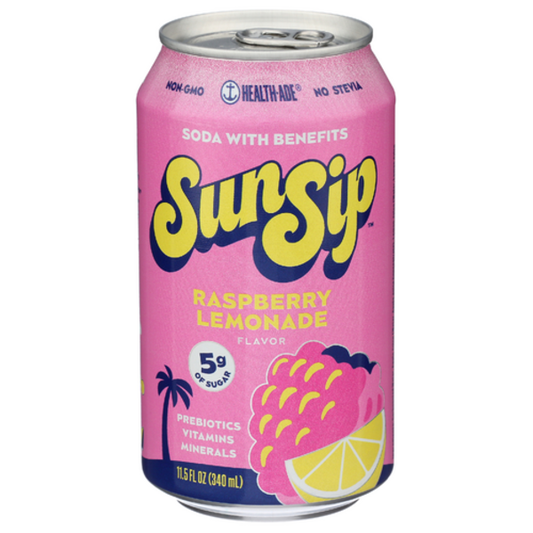 Health Ade Raspberry Lemonade SunSip Prebiotic Soda Same-Day