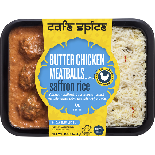Cafe Spice Butter Chicken Meatballs with Saffron Rice, Medium (16 oz