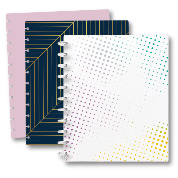 TUL Discbound Notebook With 3 Customizable & Reversible Poly Covers, Letter Size, Narrow Ruled, 60 Sheets - Assorted Designs