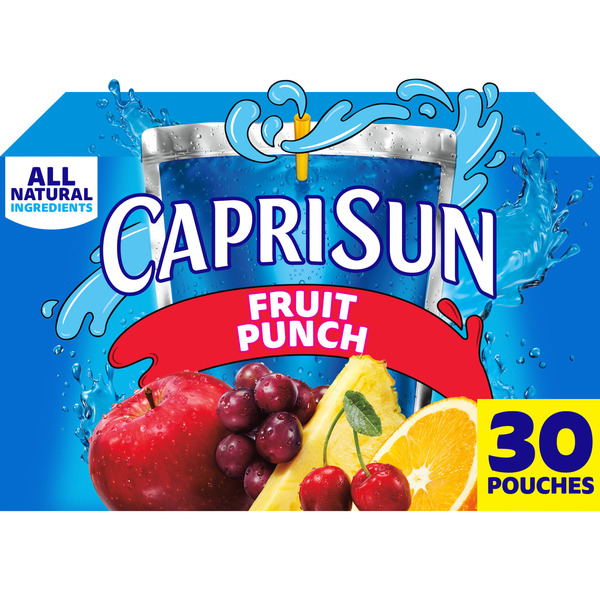 Capri Sun Fruit Punch Naturally Flavored Kids Juice Blend Drink Pouches