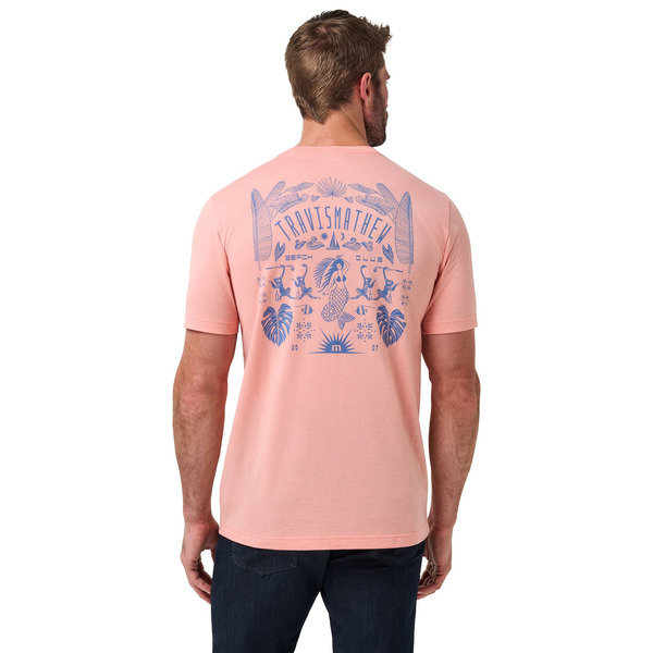 Travis Mathew Men's VIP Only Golf T-Shirt, L - Heather Coral Haze