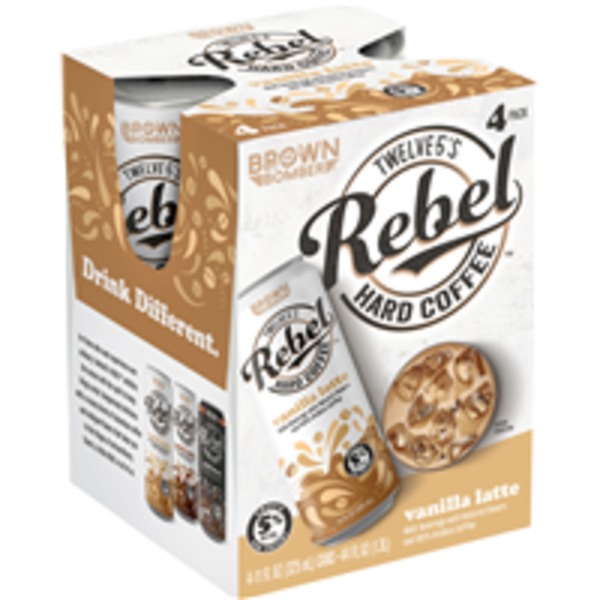 Twelve5's Rebel Hard Coffee Malt Beverage, Vanilla Latte, 4 Pack