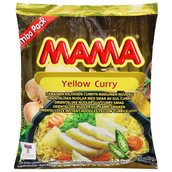 Mama Instant Noodles, Yellow Curry Flavor, Oriental Style, Jumbo Pack