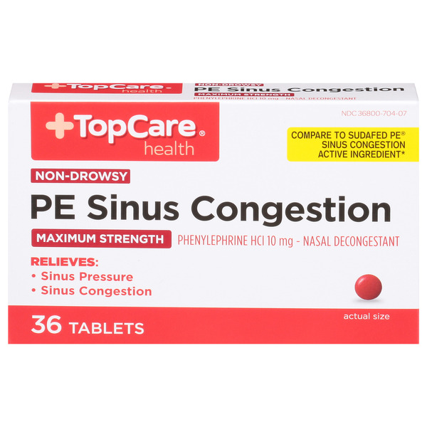 TopCare PE Sinus Congestion, Non-Drowsy, Maximum Strength