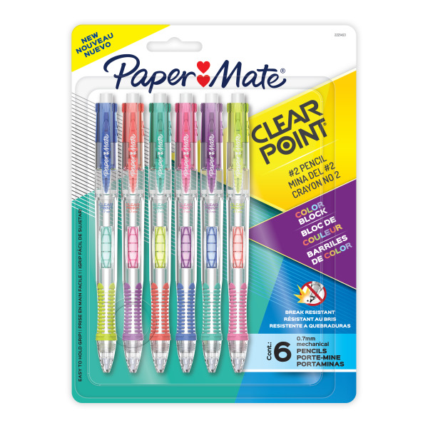 Paper Mate Break-Resistant Color Block Edition HB #2 Lead Clearpoint Mechanical Pencil