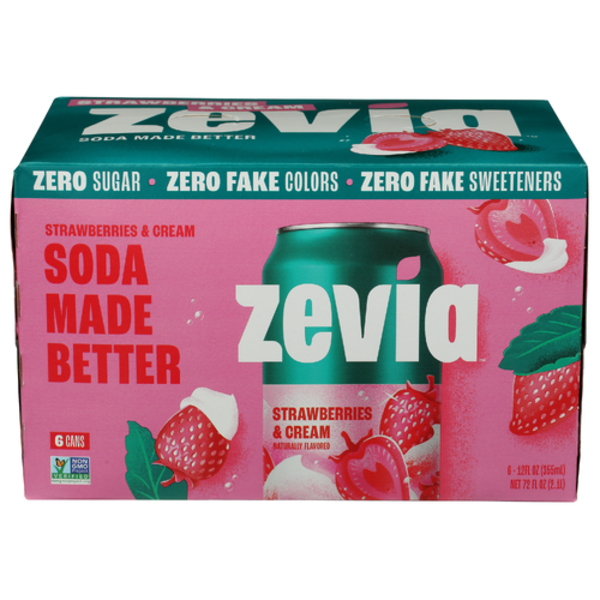 Zevia Strawberries & Cream Soda 6 Pack Same-Day Delivery or Pickup