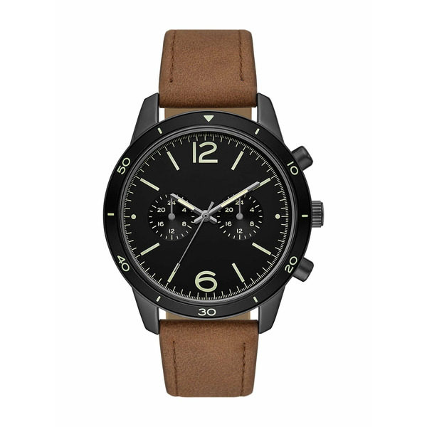 Walmart George Men's Gunmetal Case Black Dial Cognac Vegan Leather