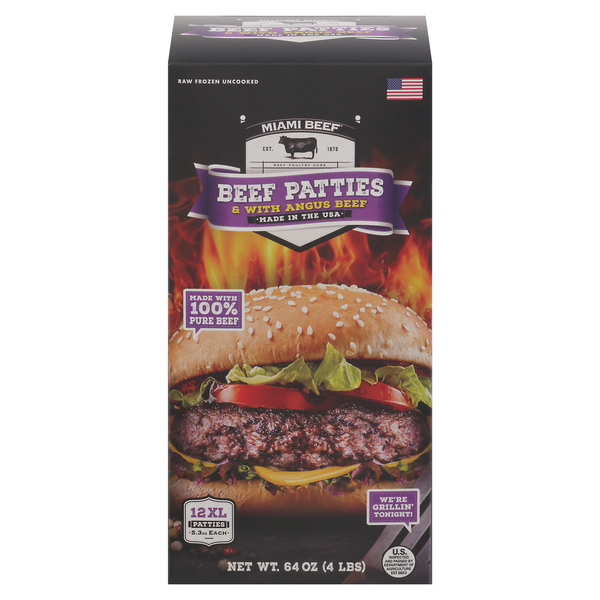 Miami Beef Beef Patties, with Angus Beef, XL