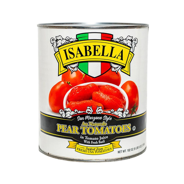 Isabella - Italian Style Pear Tomatoes in Juice with Basil - #10 cans