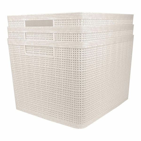 Belle Maison 3-pk. Large Regtangular Wheat Bins, Linen