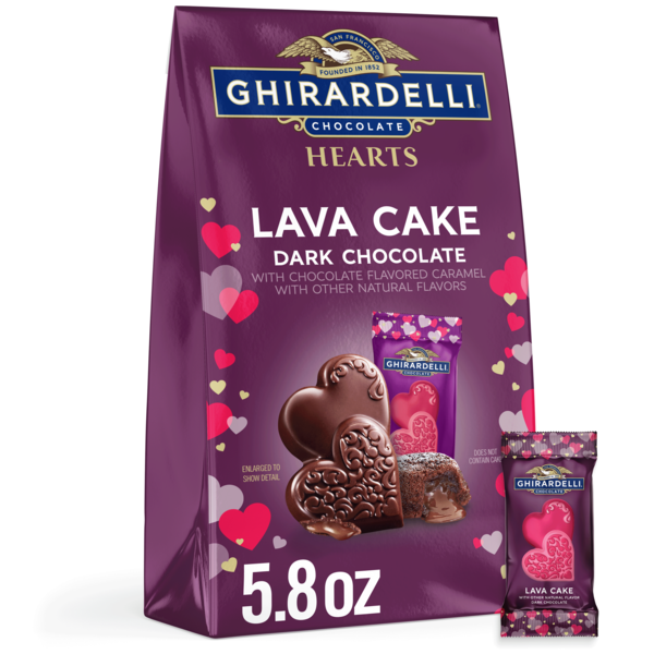 Ghirardelli Dark Chocolate Lava Cake Duet Hearts, 5.8 Oz Bag Same