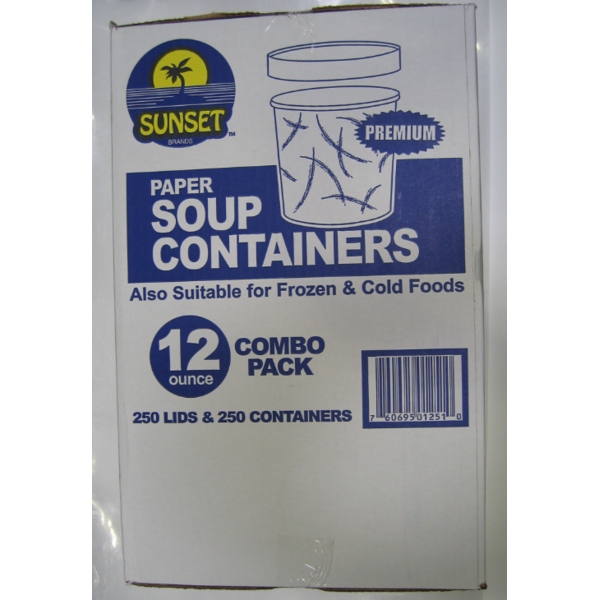 Sunset - 12 oz Paper Soup or Ice Cream Containers with Lids - 250 ct