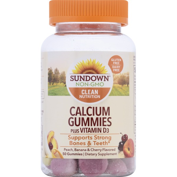 Sundown Calcium Gummies, Plus Vitamin D3, Peach, Banana & Cherry
