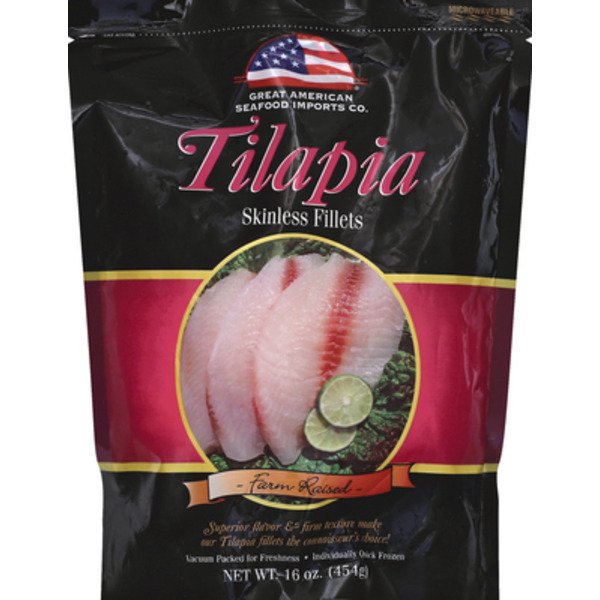 Great American Seafood Tilapia, Skinless, Fillets