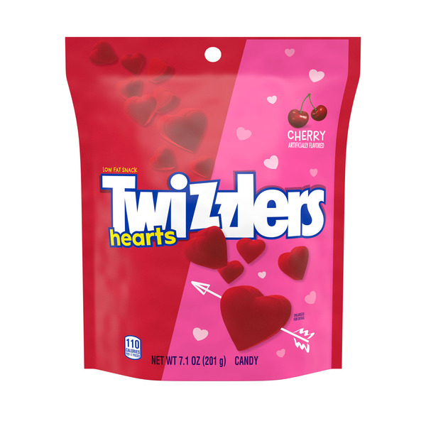 TWIZZLERS Cherry Flavored Hearts Chewy, Valentine's Candy Bag, 7.1