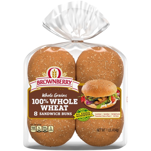 Brownberry Whole Grains 100 Whole Wheat Sandwich Buns (16 oz) Instacart