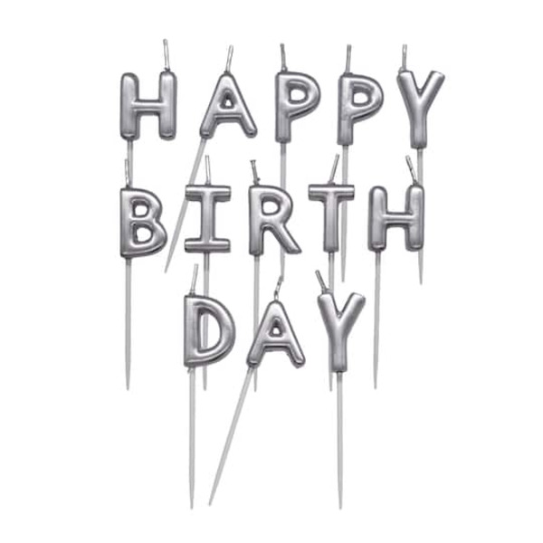 Makery Silver Happy Birthday Candle Set