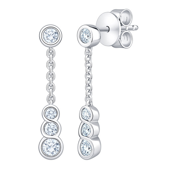 Round Brilliant Diamond Dangle Earrings (0.40 ctw) - White Gold