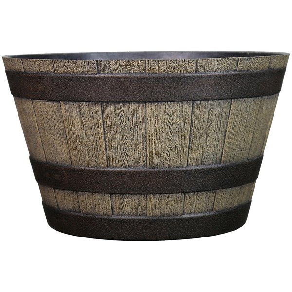 Style Selections 19.29-in W x 19.29-in L x 12.13-in H Brown Recycled plastic Round Indoor Planter