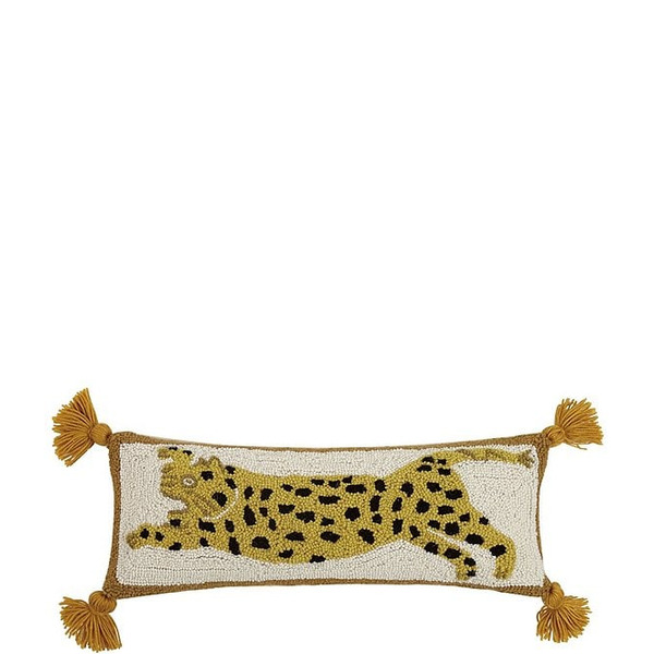 Jungalow Chi Chi Leopard Tasseled Wool Hook Pillow