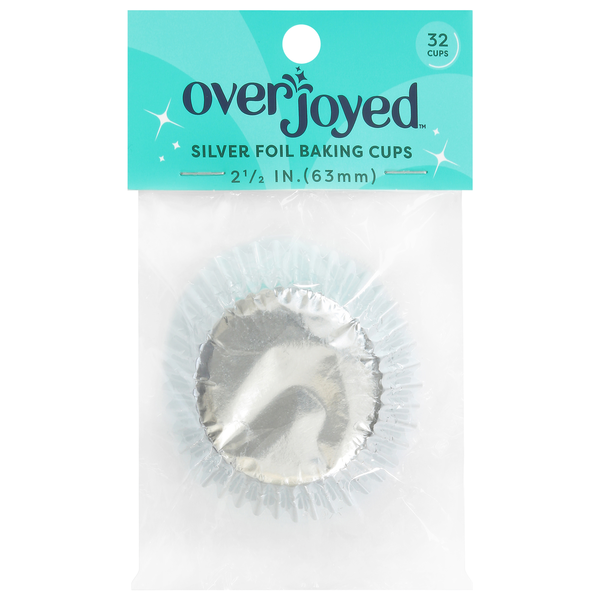 Overjoyed Baking Cups, Foil, Silver, 2.5 Inch