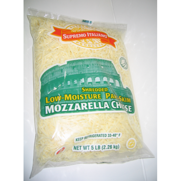 Supremo Italiano - Part Skim Shredded Mozzarella Cheese - 5 lb Bag
