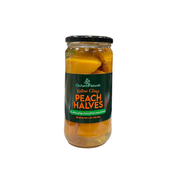 Orchard Naturals Yellow Cling Peach Halves In White Grape Juice