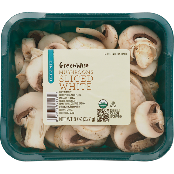 GreenWise Mushroom, Organic, White, Sliced Same-Day Delivery or