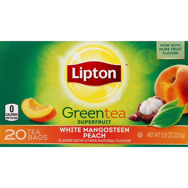Lipton Green Tea, White Mangosteen Peach, Bags Same-Day Delivery