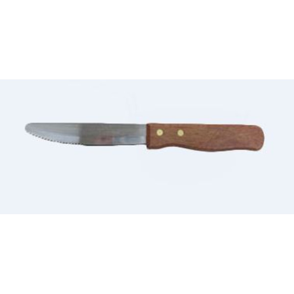 Gaucho Steak Knife, 10" long, serrated, rounded tip, wood handle, heavy gauge blade