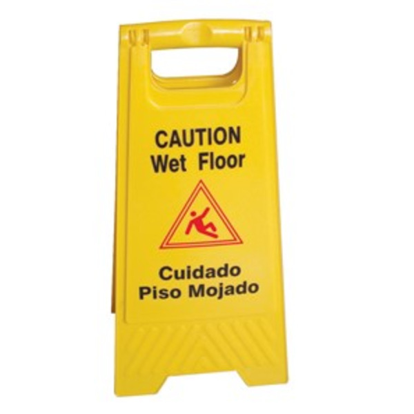 24"X12", Wet Floor Caution Sign, Yellow Color,