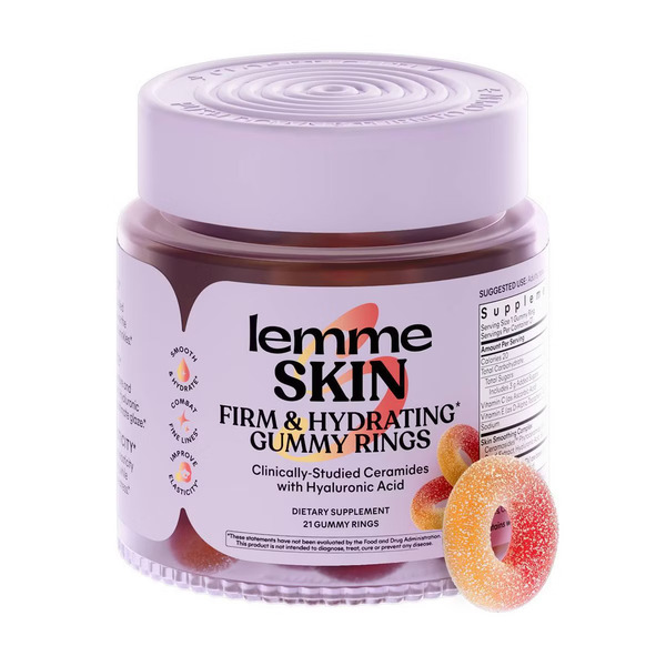 Lemme Skin Clinically-studied Ceramides With Hyaluronic Acid Firm & Hydrating Dietary Supplement Gummy Rings Tropical Fruit
