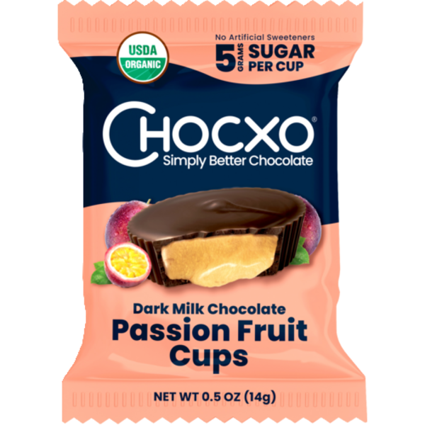 ChocXO Organic Dark Milk Chocolate Passion Fruit Cups Same-Day