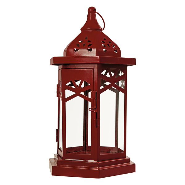 ALDI Merry Moments Hexagon Holiday Lantern Red SameDay Delivery or