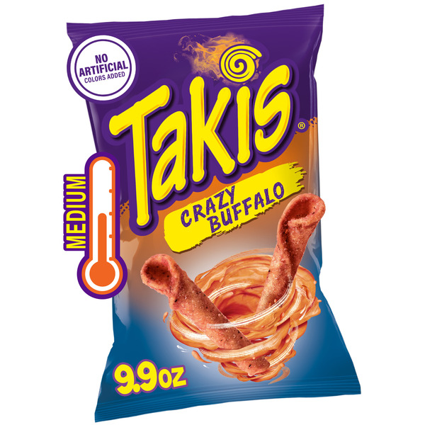 Takis Crazy Buffalo 9.9 oz Sharing Size Bag, Creamy Buffalo Flavored Medium Tangy Rolled Tortilla Chips
