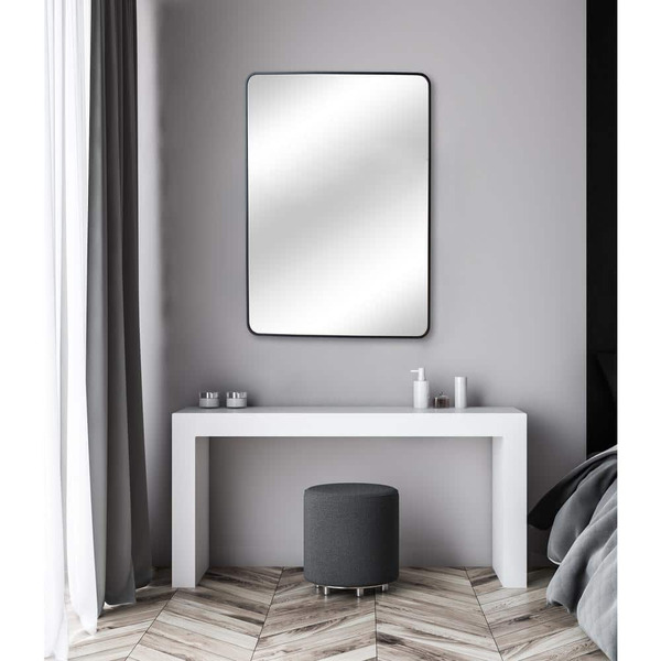 Home Decorators Collection 24 In. W X 30 In. H Rectangular Aluminum Framed Wall Bathroom Vanity Mirror In Black (screws Not Included)