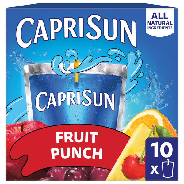 Capri Sun Fruit Punch Naturally Flavored Kids Juice Blend Drink Pouches