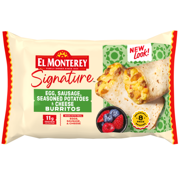 El Monterey Signature Egg, Sausage, Cheese & Potato Burritos 8 Pack