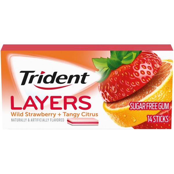 Trident Layers Sugar Free Gum, Wild Strawberry & Tangy Citrus Flavor