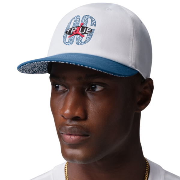 Jordan Pro True Blue Snapback Hat, M-L - White/True Blue