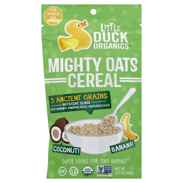 Little Duck Organics Cereal, Mighty Oats, Coconut! Banana! For Babies 6