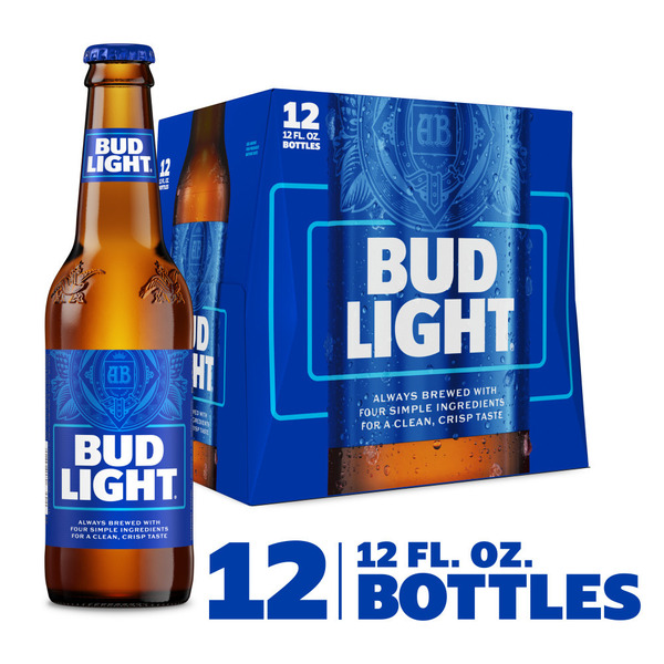 Bud Light American Lager Beer 12 Pack, 12 Fl Oz Bottles Same-Day