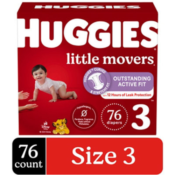 Huggies Little Movers Baby Diapers, Size 3 (16-28 lbs)
