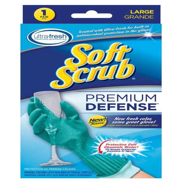 Soft Scrub Gloves, Premium Defense, Large