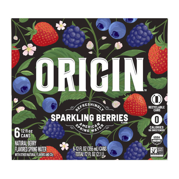 ORIGIN Organic & Non-GMO Berry Flavor Sparkling Water, 12 Fl Oz