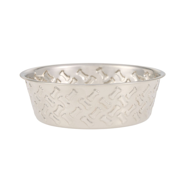 Top Paw Bone Embossed Stainless Steel Dog Bowl