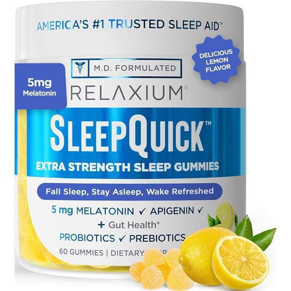 Relaxium Sleep Quick, Extra Strength, 5 mg, Gummies, Yummy Lemon